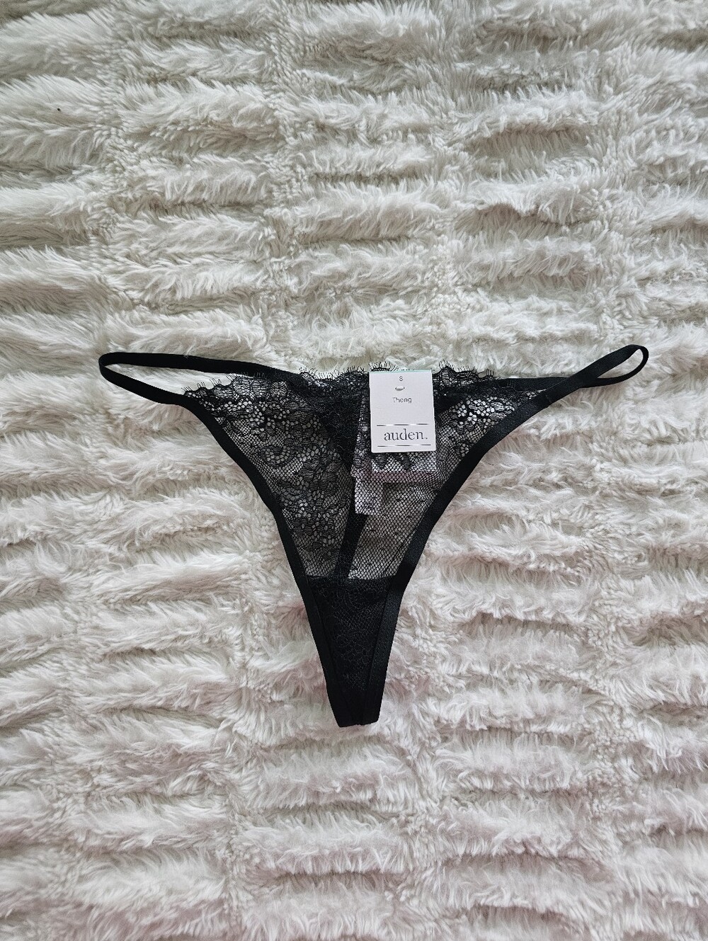 Auden Black Lace Thong Small